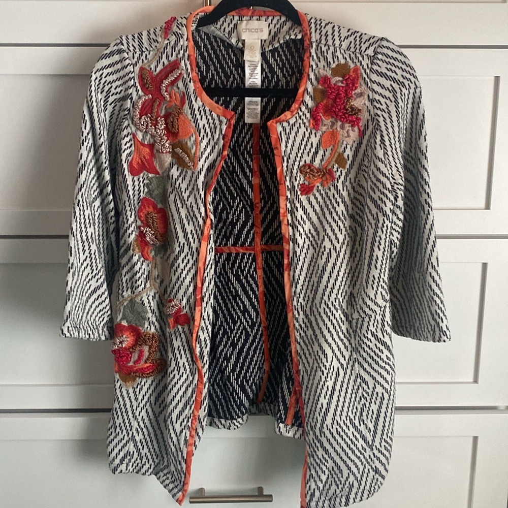 Chicos Artisan Appliqué Jacket